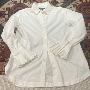 Banana Republic White Button Down Shirt with Pleated Cuffs